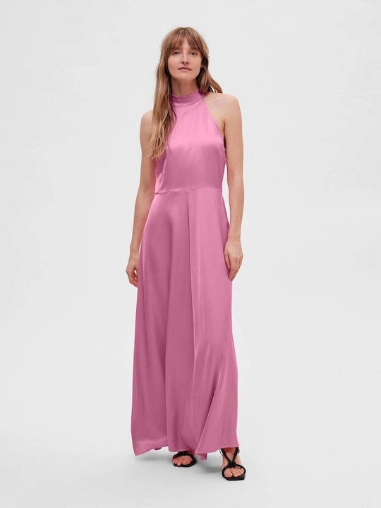 Selected Maxi Φόρεμα για Γάμο / Βάπτιση Σατέν Ροζ