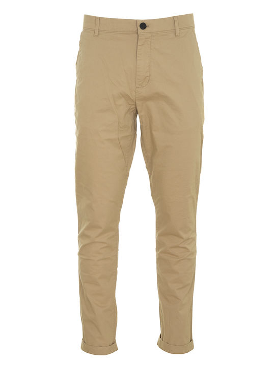 Calvin Klein Men's Trousers Chino Elastic in Slim Fit Beige