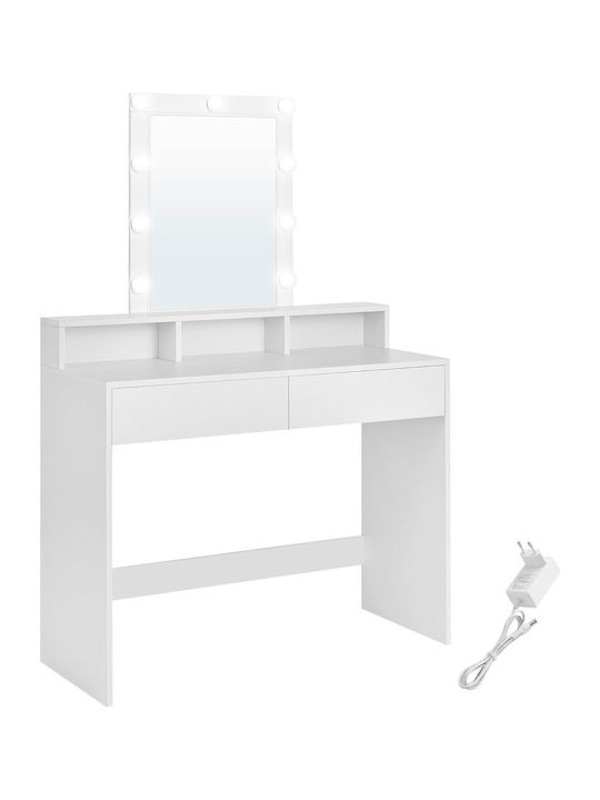 Wooden Makeup Dressing Table White with Mirror 40xx145cm