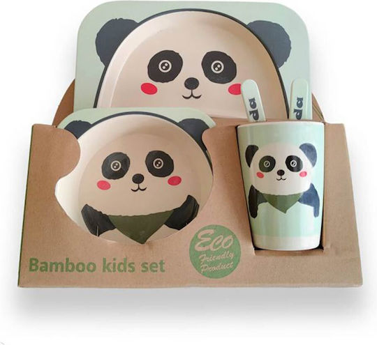 Bamboo Σετ Φαγητού Σιέλ Panda, από Bamboo Μπλε 5τμχ