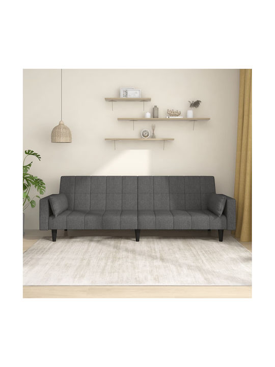 Διθέσιος Καναπές Κρεβάτι Σκούρο Γκρι με Διακοσμ...