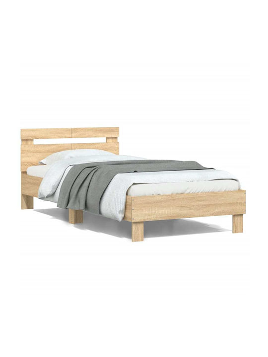 Κρεβάτι Μονό Ξύλινο Μπεζ με Τάβλες για Στρώμα 100x200cm