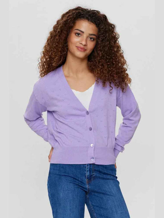 Numph Jachetă de damă tricotată în Violet Culoare