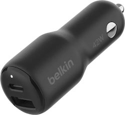 Belkin Φορτιστής Αυτοκινήτου με Θύρες 1xUSB-A 1xType-C