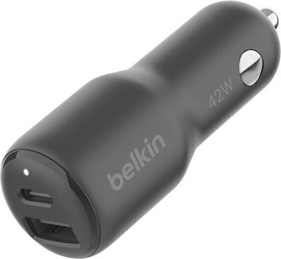 Belkin Autoladegerät Schwarz Schnellladung mit Anschlüssen: 1xUSB 1xType-C