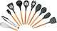 Wooden Cooking Utensil Set Black