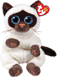 Plush Fluffy Beanie Bellies Siamese Cat 15cm (1607-40548) White