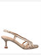 Mourtzi Leather Women's Sandals Gold with Medium Heel