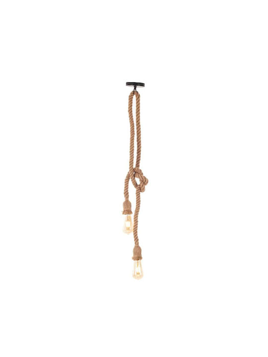 Artekko Pendant Light Two-Light with Rope for Socket E27 Brown