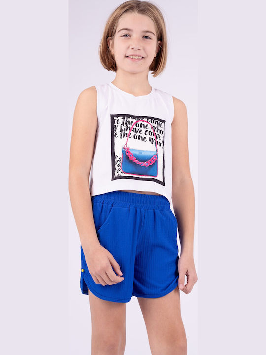 Evita Kids Clothing Set with Shorts Gofre White-Rouge 2 Pieces Evita Kids Clothing Set with Shorts Gofre White-Rouge 2 Pieces