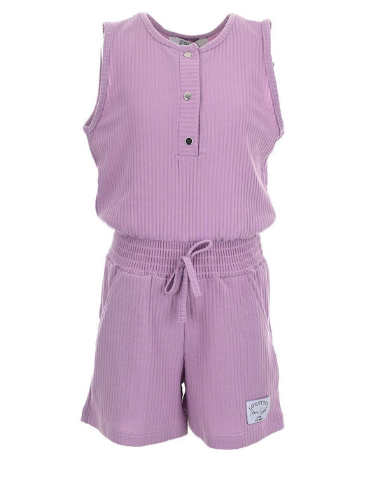 Kinderstoff-Overall-Shorts/Bermudas lila