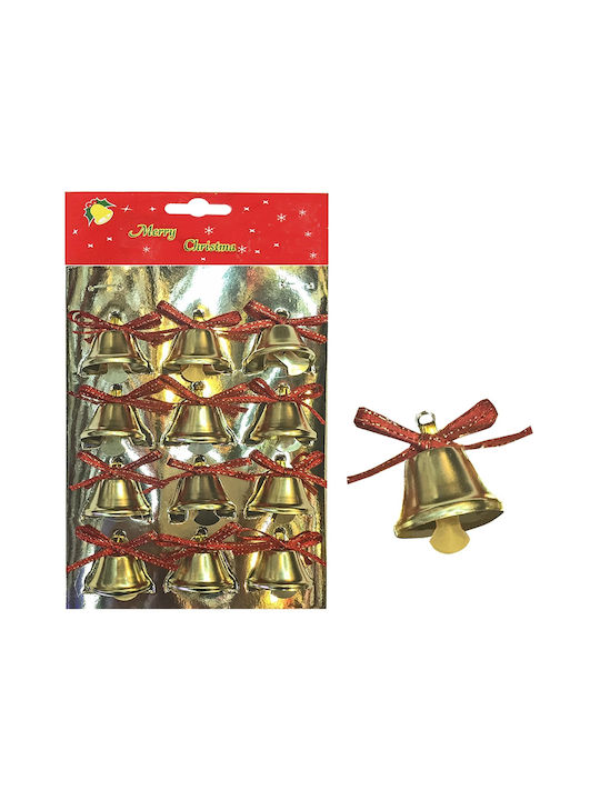 XMASfest Christmas Hanging Bell Metallic With Gold Dust With Beads