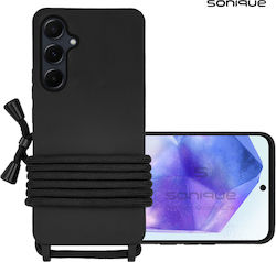 Sonique Back Cover Σιλικόνης 0.5mm με Λουράκι Μαύρο (Galaxy A55)