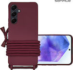 Sonique Back Cover Silicone 0.5mm with Strap Burgundy (Galaxy A55)