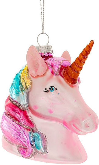 Atârnat Ornament suspendat Unicorn De sticlă Roz 5.5x8buc