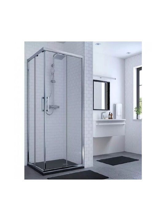 Ideal Standard Connect 2 K9259EO+K9262EO Duschwand für Dusche mit Schieben Tür 80x100cm Chrom