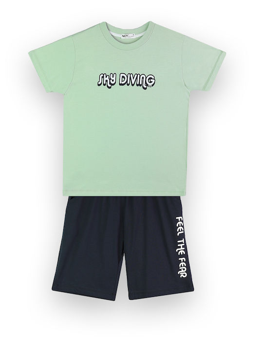 Nek Kids Wear Kids Set with Shorts Summer 2pcs Green