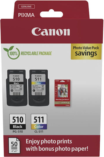 Canon PG-510 Original Photo Value Pack with 1 InkJet Ink Cyan / Magenta / Yellow / Black (2970B017)