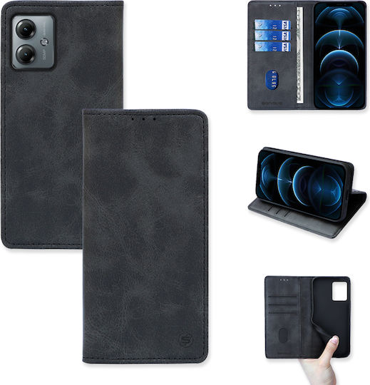 Sonique Wallet Synthetic Leather / Plastic / Silicone Black (Moto G14 4G / Moto G54 5G)