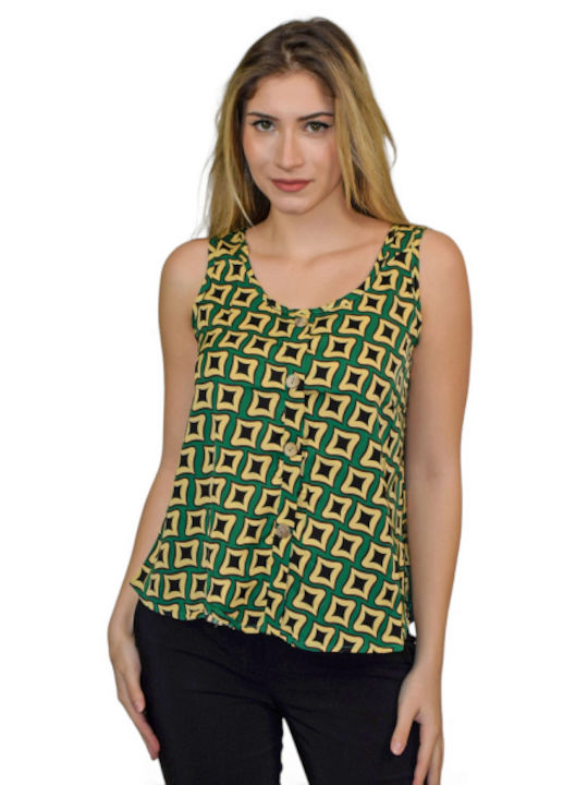 Morena Spain Women's Summer Blouse Sleeveless Green