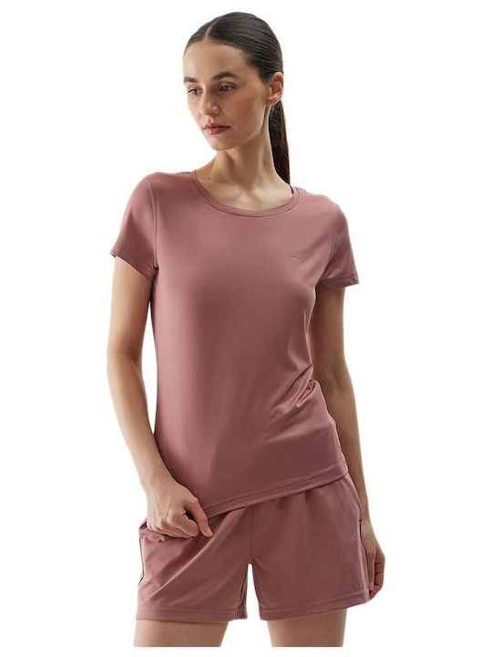 4F Women's Athletic Blouse Short Sleeve Fast Drying Pink