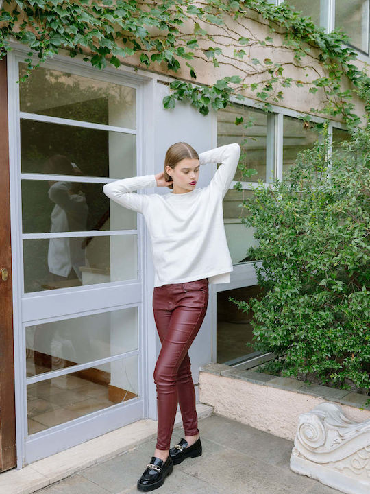 Women's Fabric Trousers Burgundy