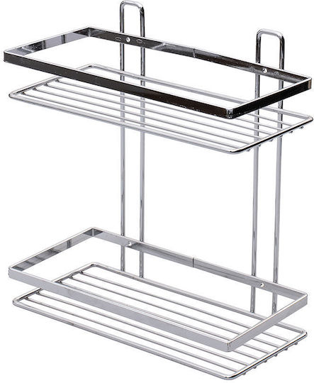 Estia Elegant Wall Mounted Bathroom Shelf Metallic with 2 Shelves 27x25x12.5cm Silver