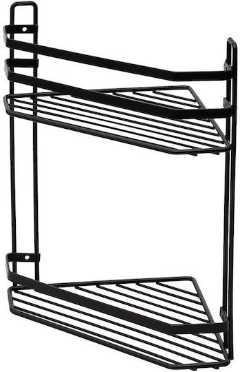 Estia Elegant Corner Wall Mounted Bathroom Shelf Metallic with 2 Shelves 32x28x18cm