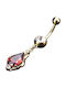Bauchnabelpiercing mit rotem Stein, Chirurgenstahl