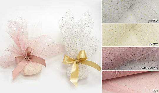 Tulle with Gold Glitter 38x38cm 0527292 (white)