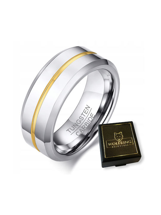 Wolfring Men's Gold Plated Steel Ring with Diamond