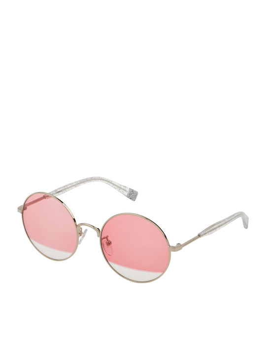 Furla Women's Sunglasses with Gold Metal Frame and Pink Lens