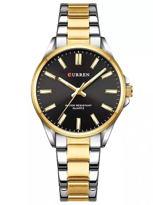 Curren Γυναικείο Ρολόι 42mm Μπαταρίας με Ατσάλινο Μπρασελέ Gold/black