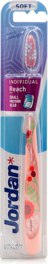 Jordan Individual Reach Soft Toothbrush Pink Flowers (1pc) - Soft Toothbrush