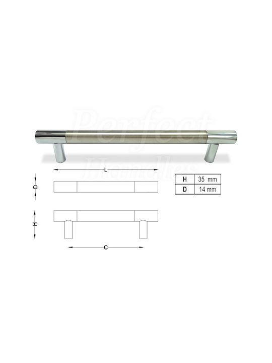 Perfect Handle Furniture made of Metallic & Zamak Nickel Matte-Chrome ICP-14006-160mm 1pcs