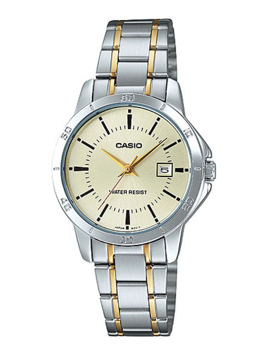 Casio Дамски Часовник 30мм Кварцов със Сребриста Метална Верижка