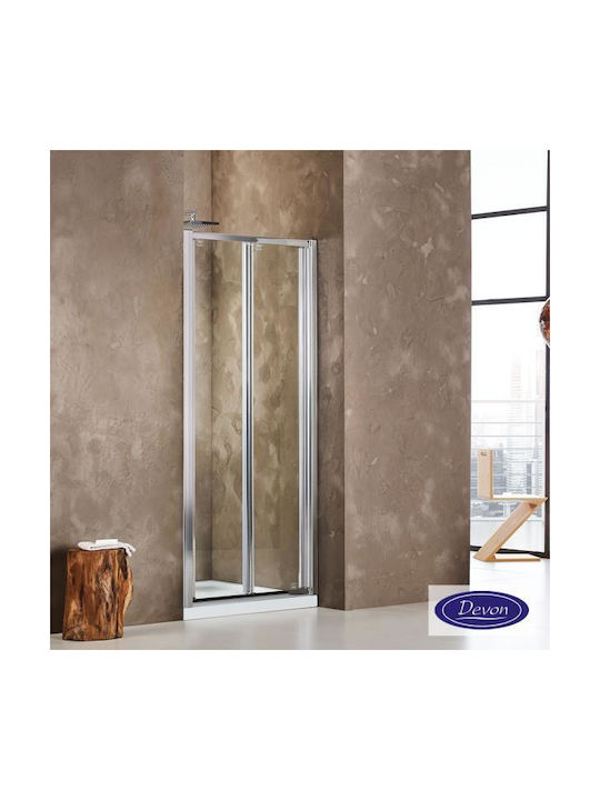Devon Primus Plus Bi-fold Διαχωριστικό Ντουζιέρας με Πτυσσόμενη Πόρτα 67.5-71.5x185cm Clean Glass Chrome