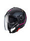 Caberg Riviera V4 Jet Helmet ECE 22.06 1150gr Μαύρο Ματ / Φούξια / Ανθρακί