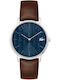 Lacoste Ανδρικό Ρολόι 40mm Μπαταρίας με Ασημί Δερμάτινο Λουράκι