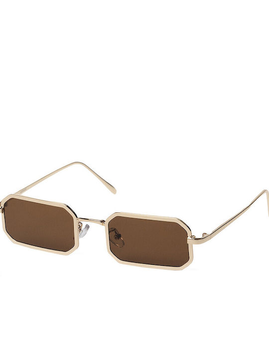AV Sunglasses Verano Sunglasses with Gold Metal Frame and Brown Lens