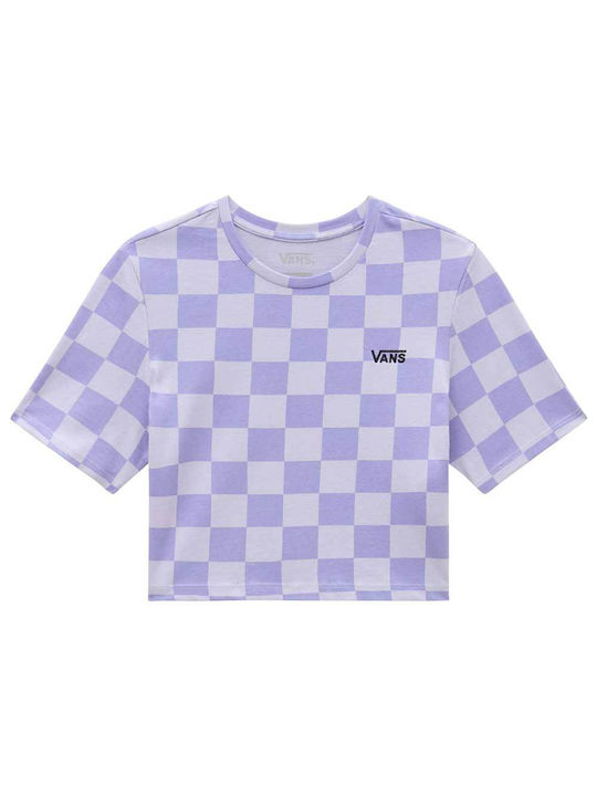 Vans pentru Femei de Vară Crop Top din Bumbac cu Mâneci Scurte Violet