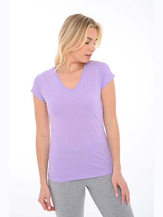 Bodymove Women's T-shirt with V Neck Lilac