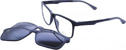 Clark Men's Prescription Eyeglass Frame With Black Clip-On