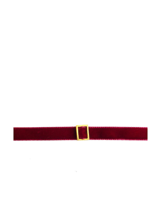 Jt Silver Velvet Choker Necklace Rectangular Pendant Red Burgundy - Gold