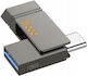 Hoco 64GB USB 2.0 Stick cu conexiune USB-A & USB-C Negru