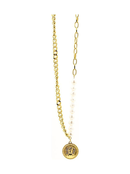 Kallisti Glass Necklace From Gold Plated Steel