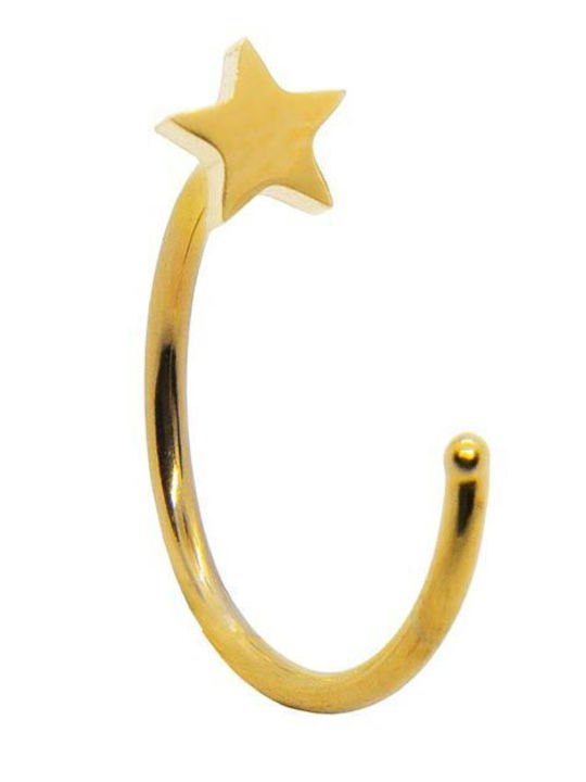 Open Hoop Steel Earring in Gold Color with Star