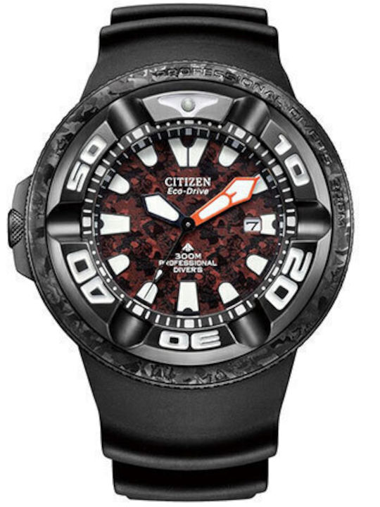 Citizen Herrenuhr 48mm Batterie mit Schwarz Kautschukarmband