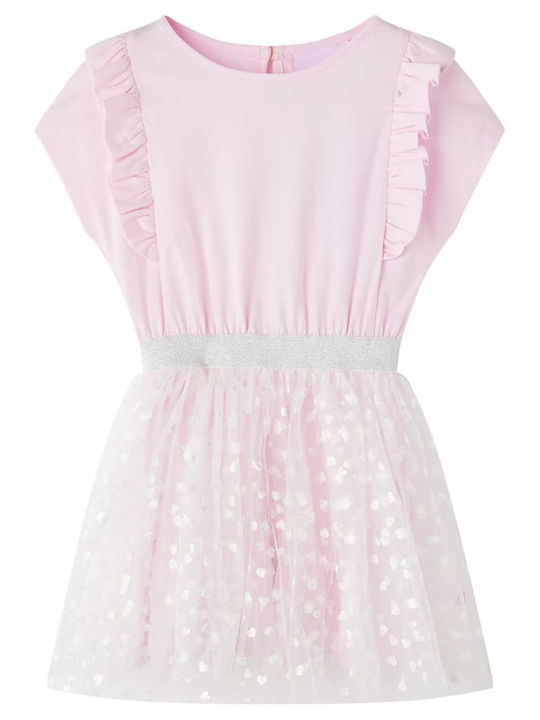 vidaXL Rochie pentru Copii Tulle Polka Dot Light Pink