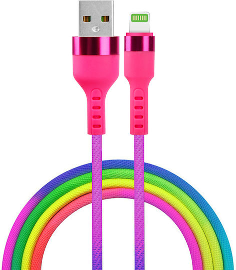 Setty Rainbow USB-A to Lightning Cable Πολύχρωμο 1.2m